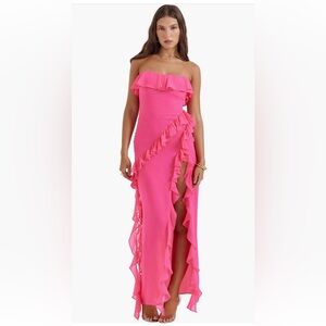 NWT HOUSE OF CB Sarina Ruffle Strapless Maxi Dress Size Small
